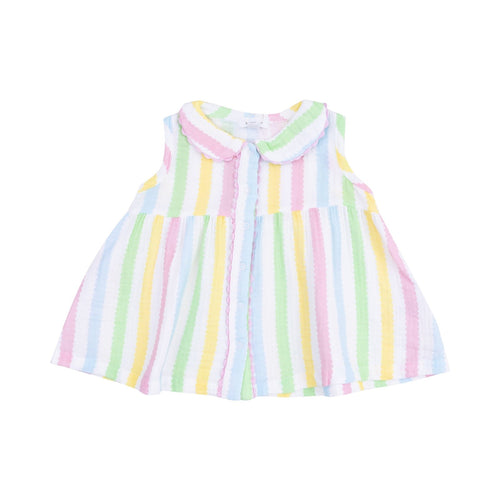 Angel Dear Ric Rac Stripe The Jill - Peter Pan Button Front Dress W/ Ric Rac Trim And Diaper Cover - Flying Ryno