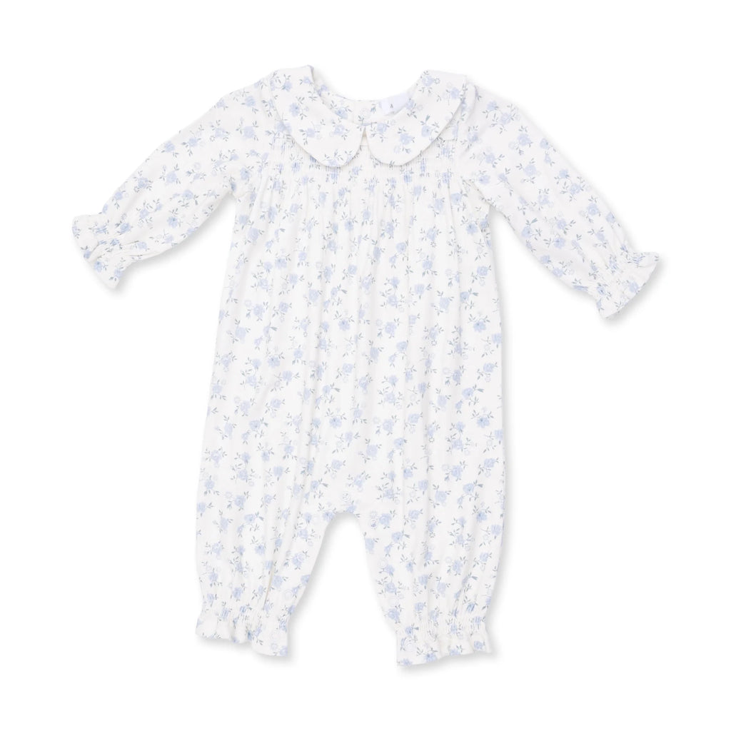 Angel Dear Smocked Long Sleeve Romper, Rose Briar - Flying Ryno