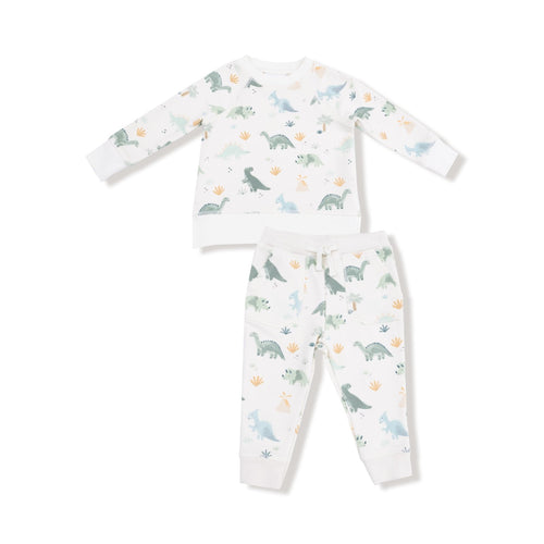 Angel Dear Soft Dinos - French Terry - Green - Raglan Sweatshirt + Jogger Set - Flying Ryno