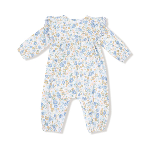 Angel Dear Sweet Rose Calico - Longsleeve Petal Ruffle Romper - Flying Ryno
