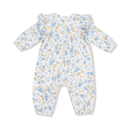 Angel Dear Sweet Rose Calico - Longsleeve Petal Ruffle Romper - Flying Ryno