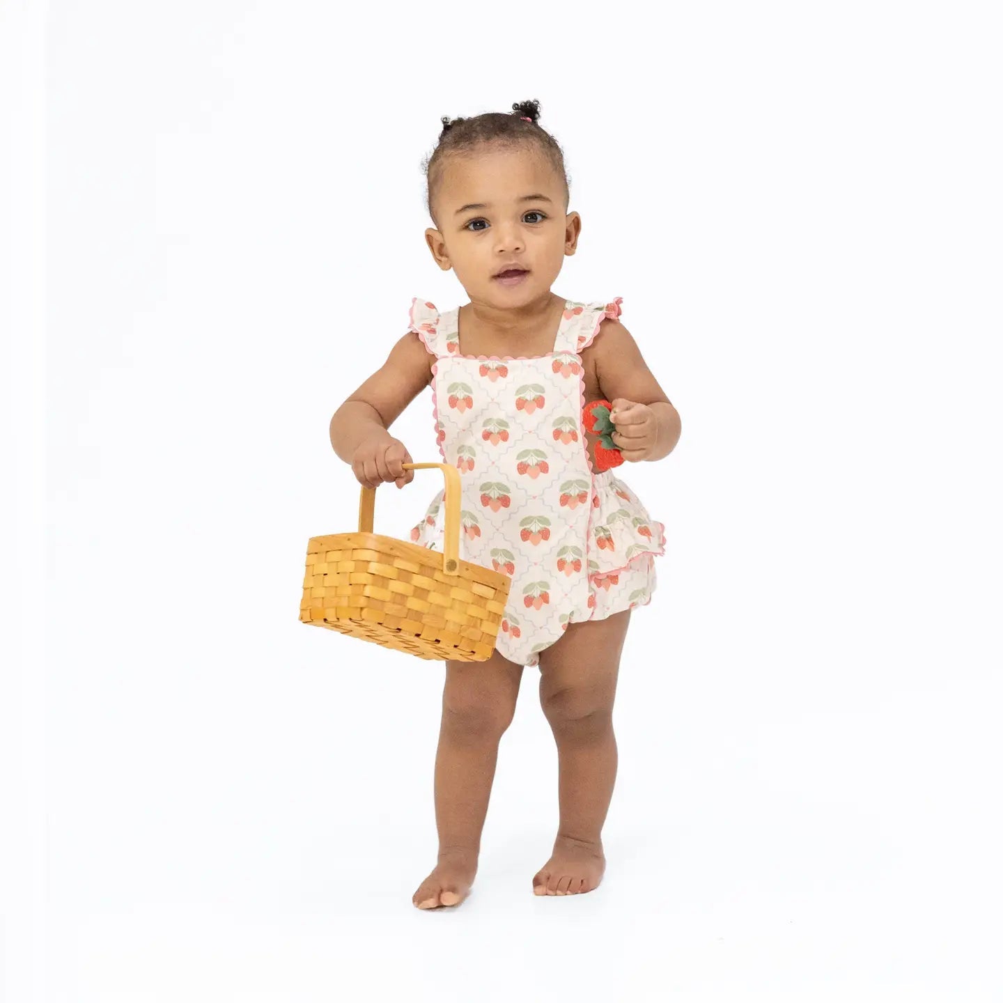 Angel Dear Sweet Strawberries - Ric Rac Ruffle Sunsuit - Flying Ryno