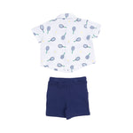 Angel Dear Tennis Button Down Polo Muslin With French Terry Short - Flying Ryno