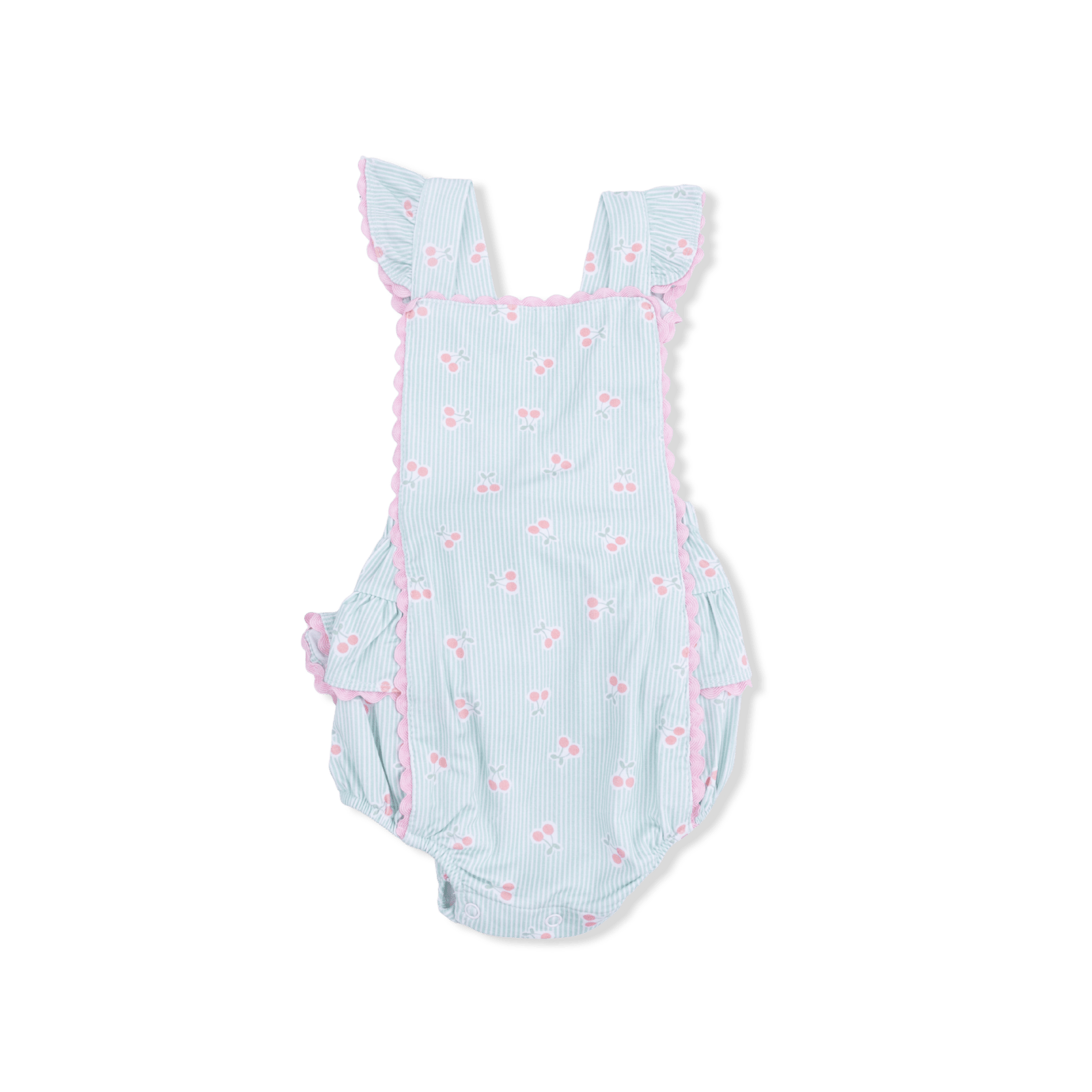Angel Dear Tiny Cherry Stripe - Ric Rac Ruffle Sunsuit - Flying Ryno