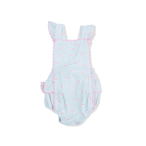 Angel Dear Tiny Cherry Stripe - Ric Rac Ruffle Sunsuit - Flying Ryno