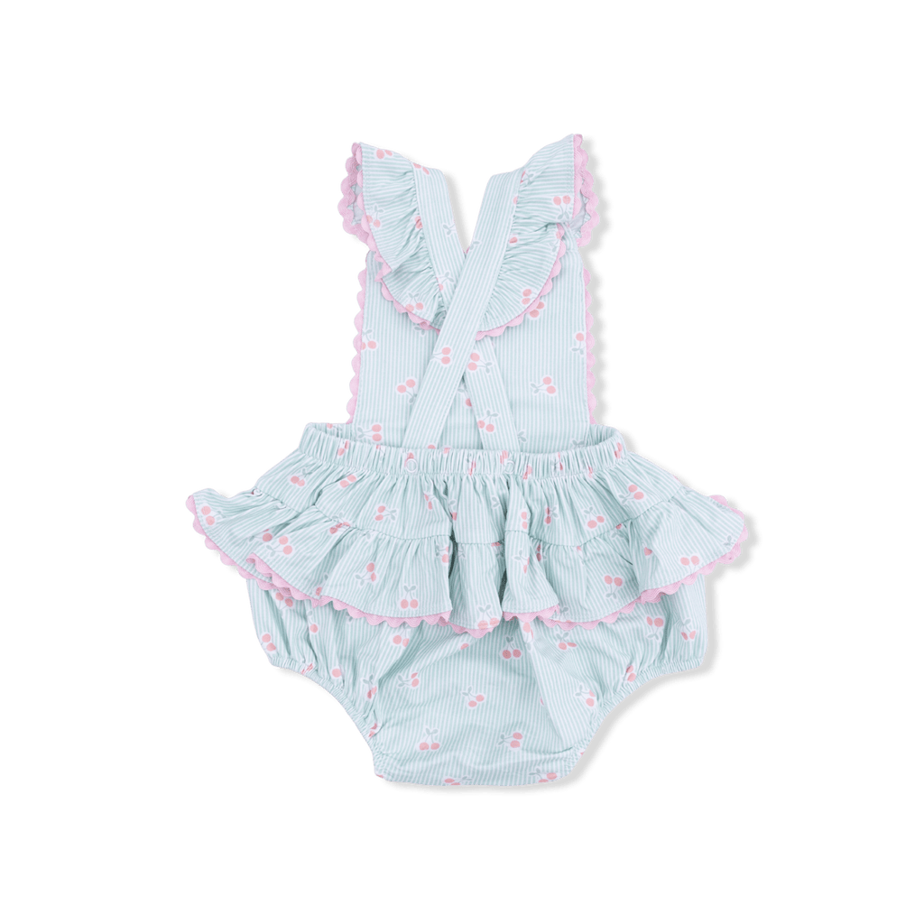Angel Dear Tiny Cherry Stripe - Ric Rac Ruffle Sunsuit - Flying Ryno
