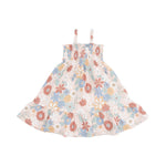 Angel Dear Tropical Retro Floral Tie Strap Smocked Sun Dress - Flying Ryno