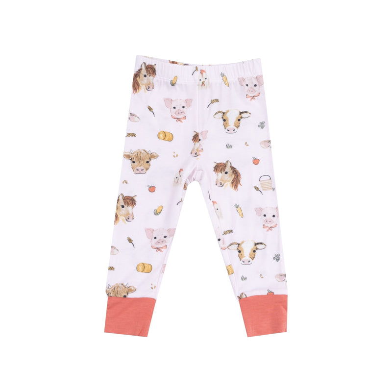 Angel Dear Vintage Animals Faces Pink Shortsleeve Loungewear Set - Flying Ryno