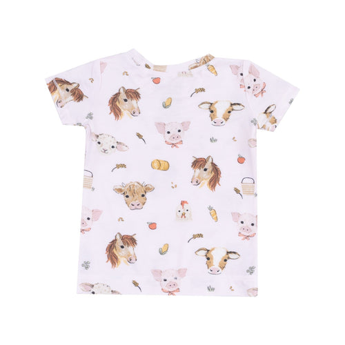 Angel Dear Vintage Animals Faces Pink Shortsleeve Loungewear Set - Flying Ryno