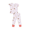 Angel Dear Vintage Animals Faces Pink Shortsleeve Loungewear Set - Flying Ryno