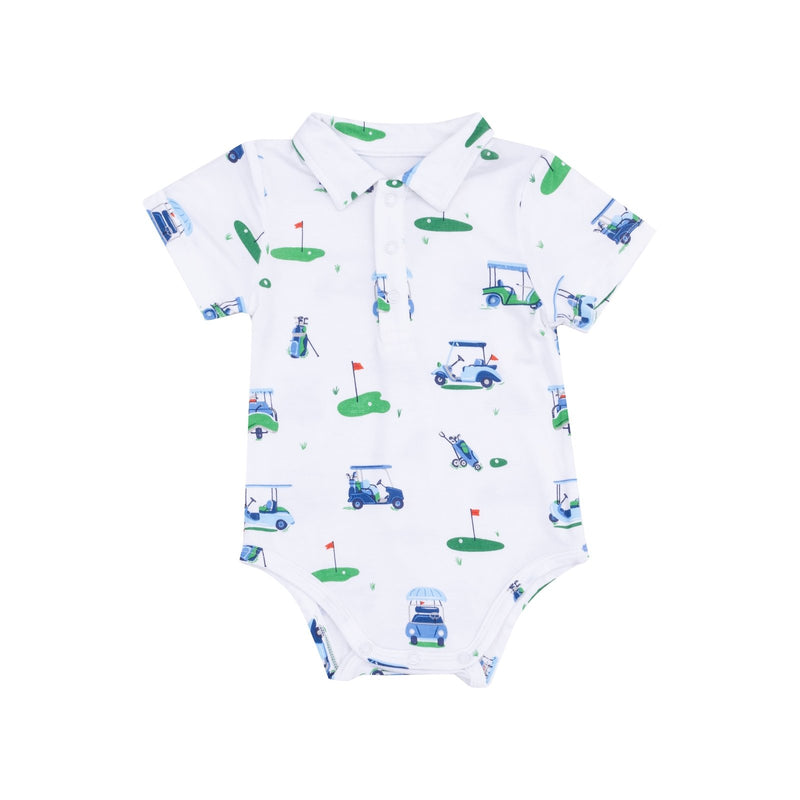 Angel Dear Vintage Golf Carts Blue Polo Bodysuit - Flying Ryno