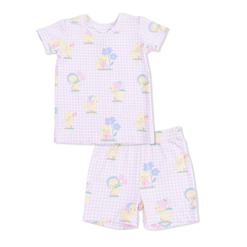 Angel Dear Vintage Spring Ducklings Pink - Loungewear Short Set - Flying Ryno