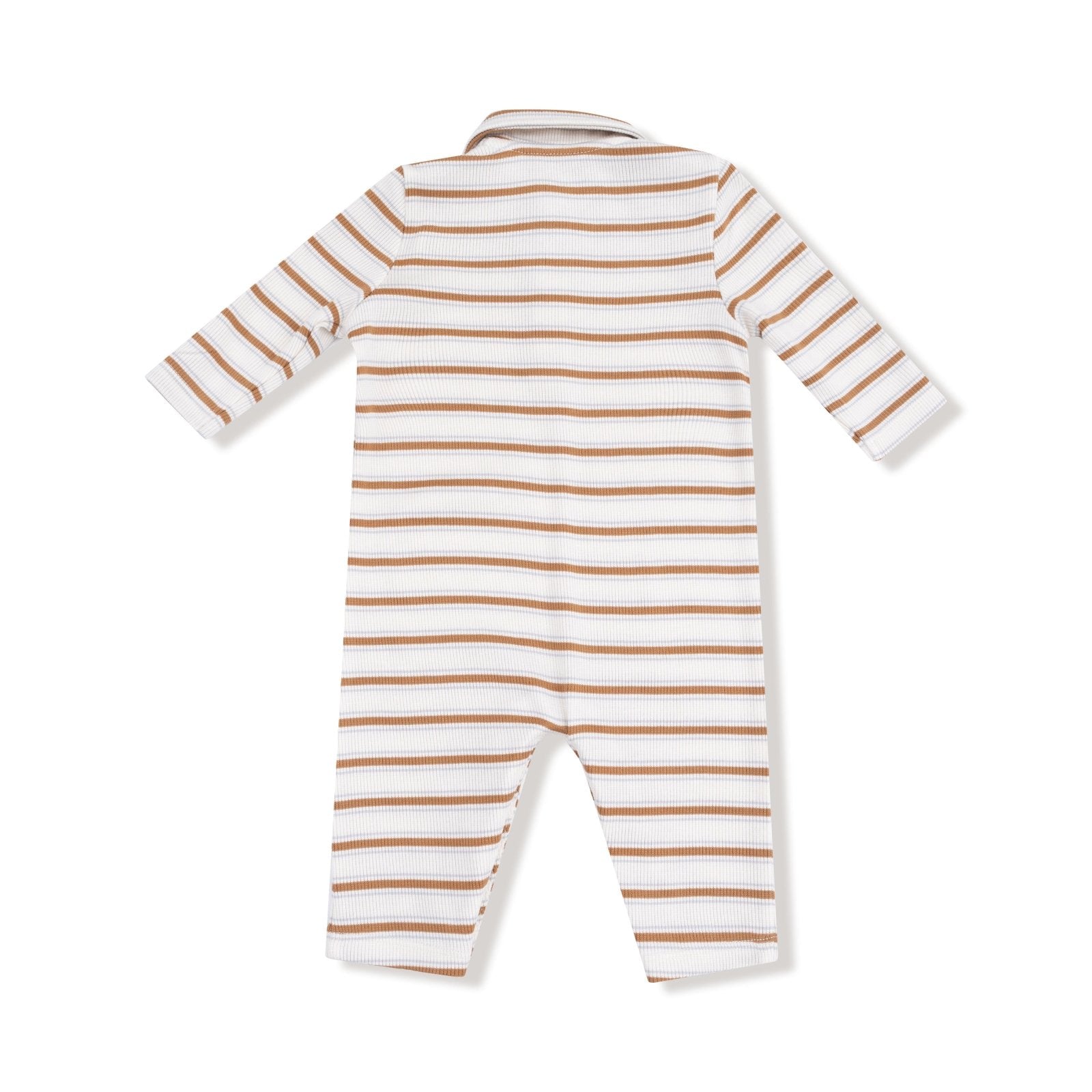 Angel Dear Vintage Stripe - Brown - Polo Romper - Flying Ryno