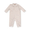 Angel Dear Vintage Stripe - Brown - Polo Romper - Flying Ryno