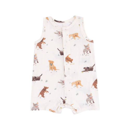 Angel Dear Watercolor Puppies Sleeveless Shortie Romper - Flying Ryno