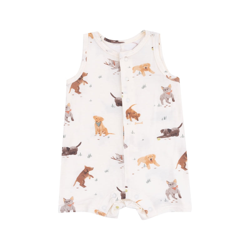 Angel Dear Watercolor Puppies Sleeveless Shortie Romper - Flying Ryno