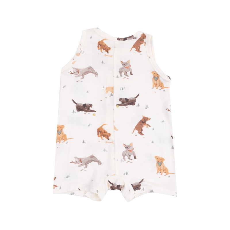 Angel Dear Watercolor Puppies Sleeveless Shortie Romper - Flying Ryno