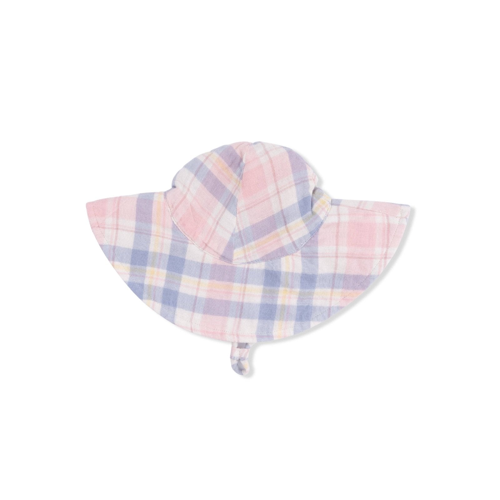 Angel Dear Wide Brim Sun Hat, Dusty Plaid, 6-12M - Flying Ryno