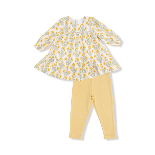Angel Dear Winter Dandelions - Ladder Trim Dress And Ribbed Leggings - Flying Ryno