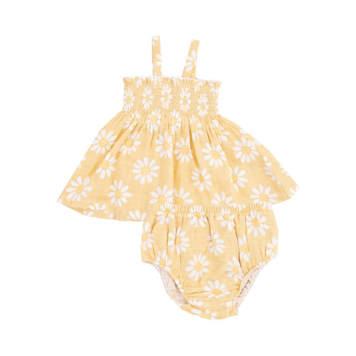 Angel Dear Yellow Mod Daisy Smocked Top & Bloomer - Flying Ryno