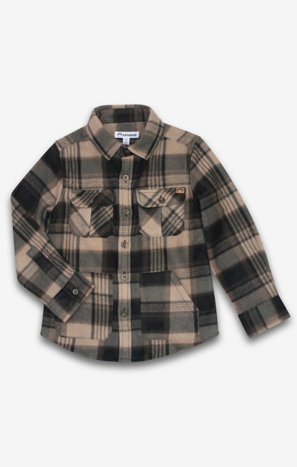 Appaman Snow Fleece Shirt, Brown Plaid - Flying Ryno