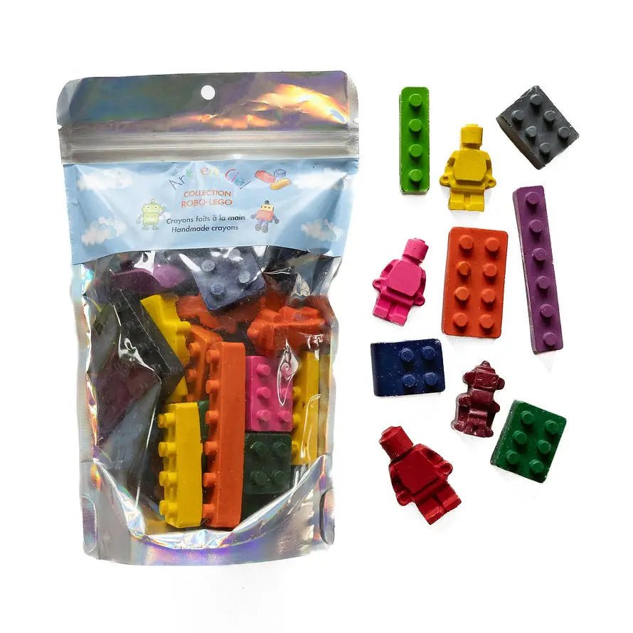 Art en Ciel Handmade Crayons - Robo - Lego Theme - Crayons Faits À La Main - Flying Ryno