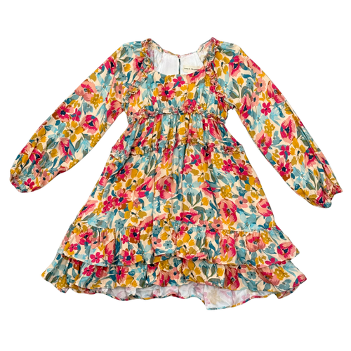 Avery and Alexander Peasant Shirred Waist Dress, Cooper Painterly Floral - Flying Ryno