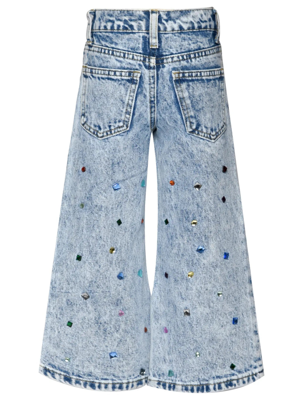 Baby Sara Acid Wash Deuim Pants with Rhinestones - Flying Ryno