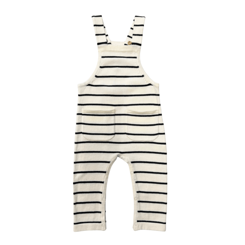 Babysprouts Baby Boy Knit Pocket Overalls, Charcoal Stripe - Flying Ryno