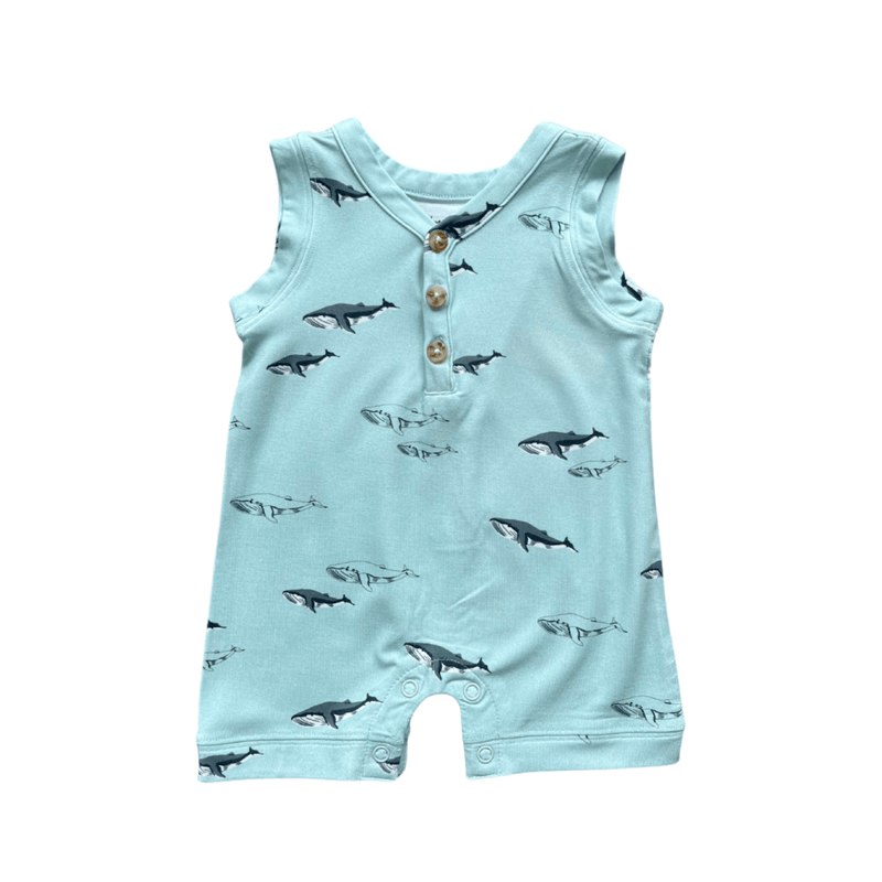 Babysprouts Boy's Sleeveless Romper - Oceanic Whales - Flying Ryno