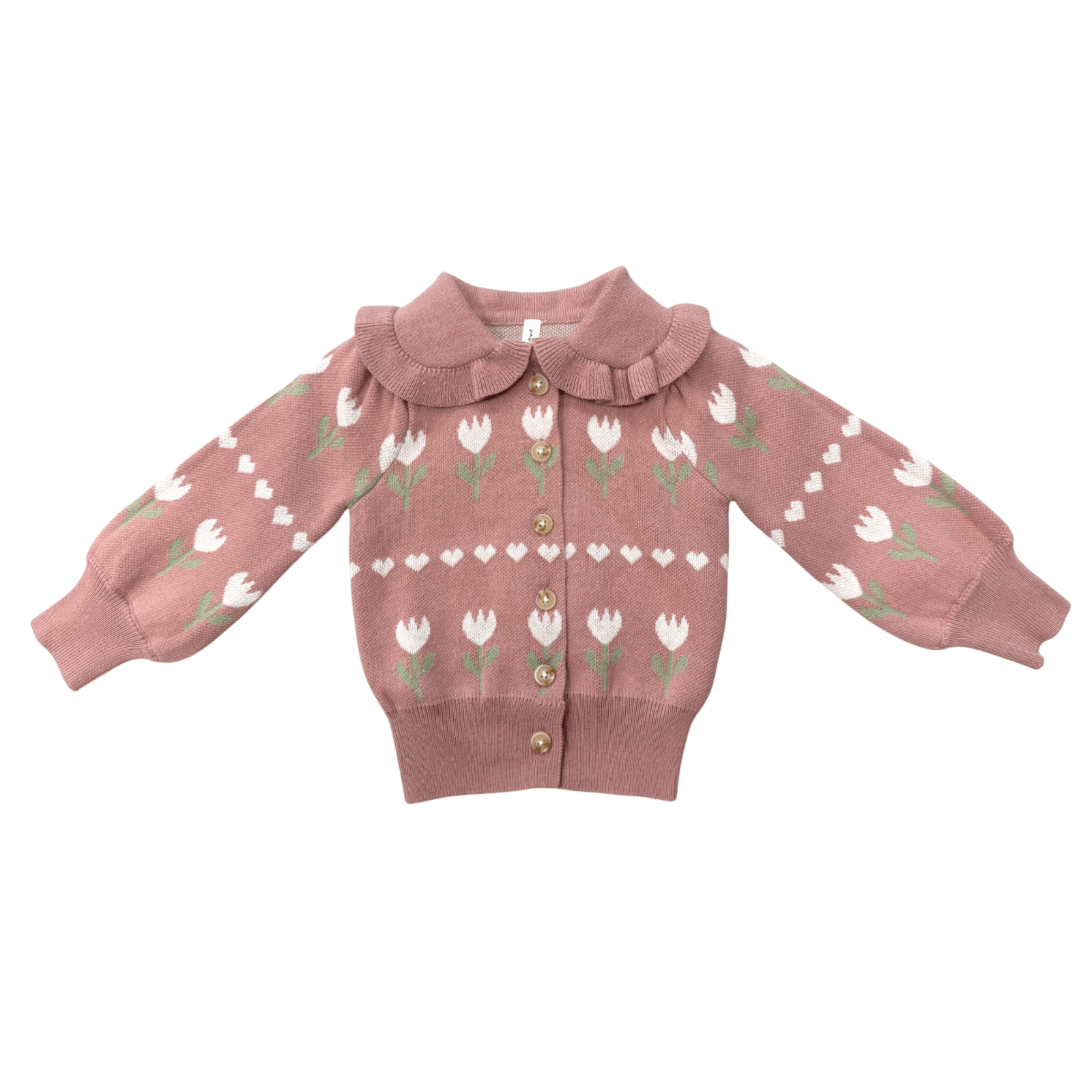 Babysprouts Girls Floral Knit Cardigan, Tulip Heart - Flying Ryno