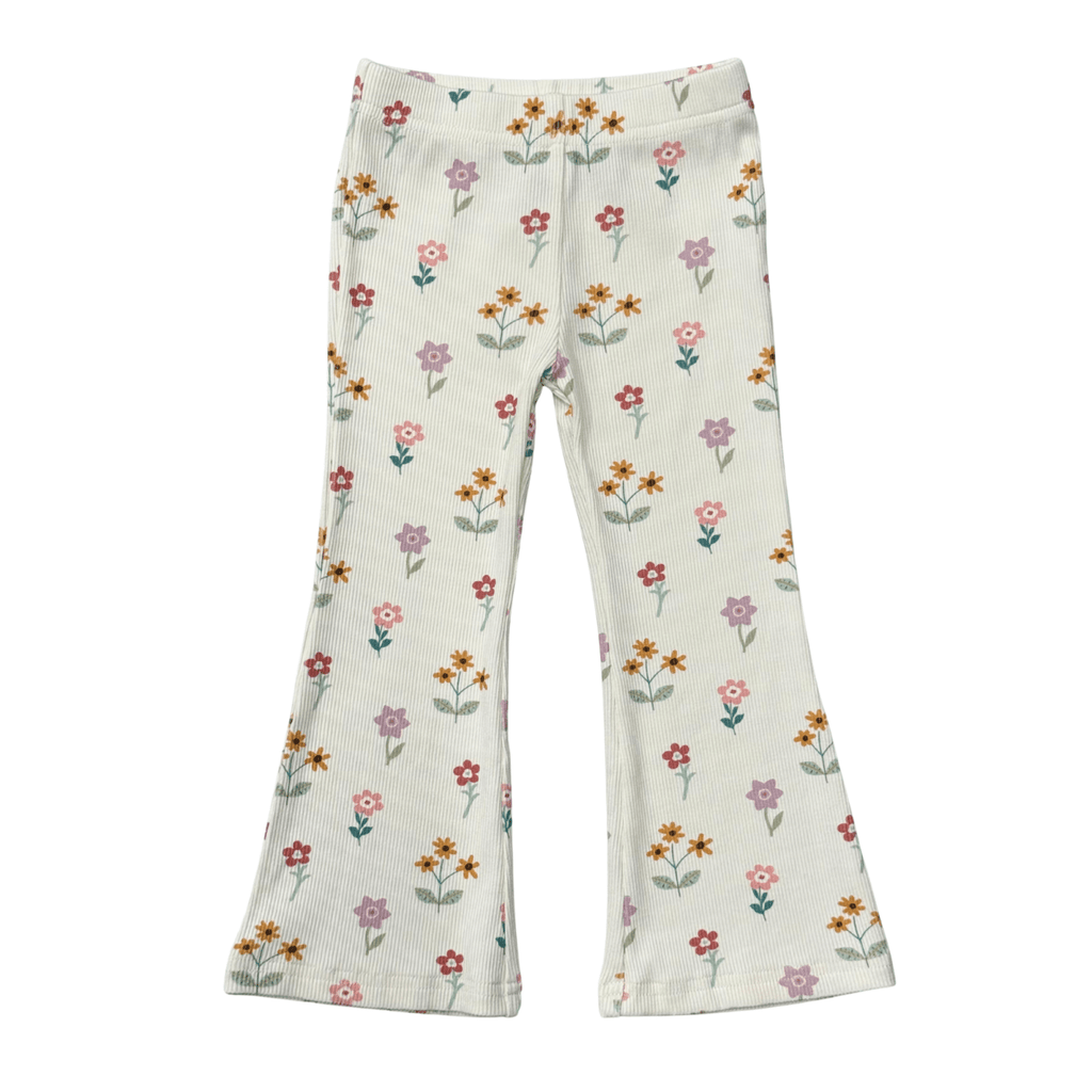 Babysprouts Girls Lettuce Hem Tee and Flare Pants Set, Meadow Bloom - Flying Ryno