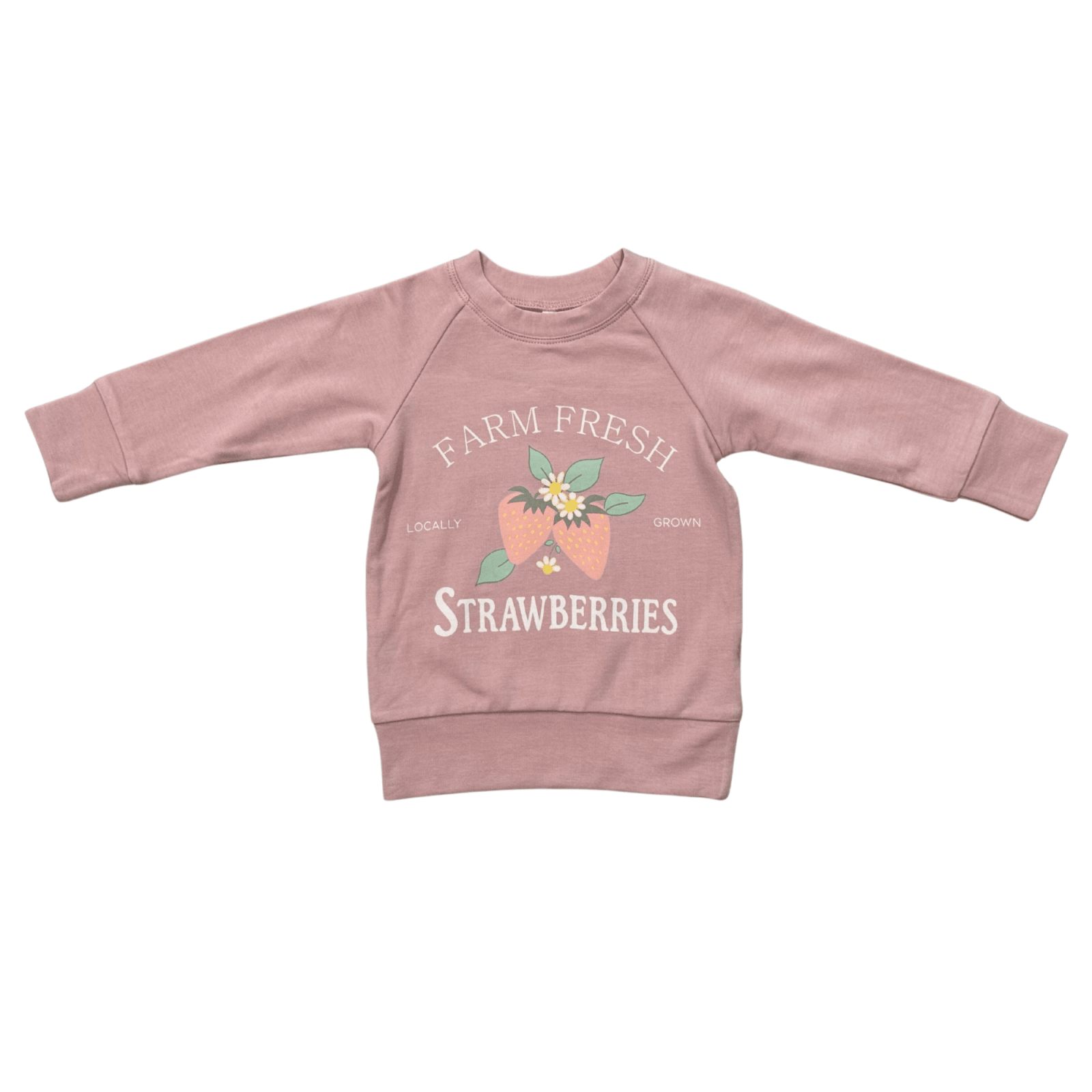 Babysprouts Girl's Raglan Sweatshrit - Farm Fresh Strawberries - Flying Ryno
