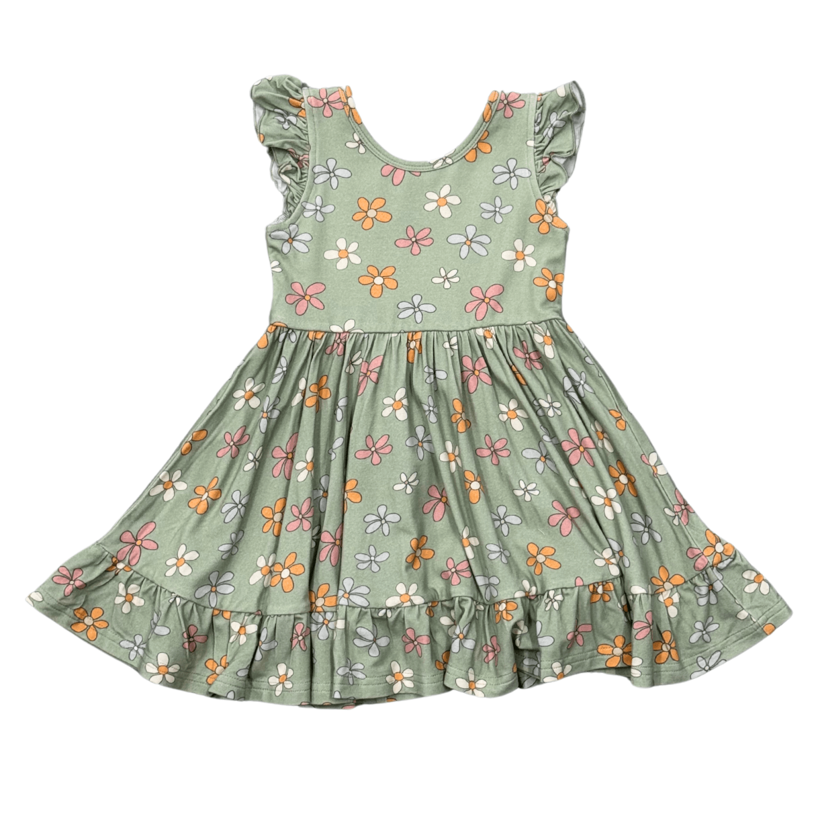 Babysprouts Girl's Sleeveless Twirl Dress, Sketched Daisy - Flying Ryno