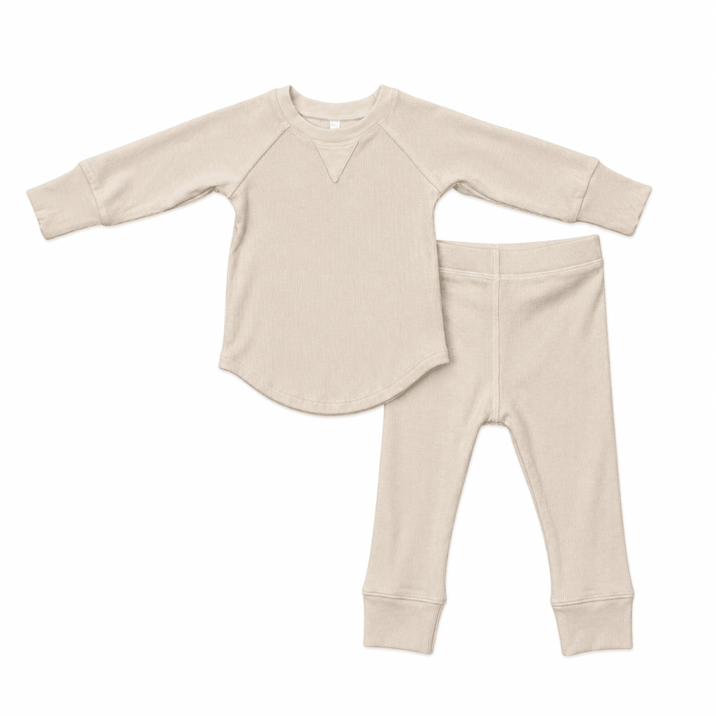 Babysprouts Ribbed Top and Leggings Set, Cream - Flying Ryno