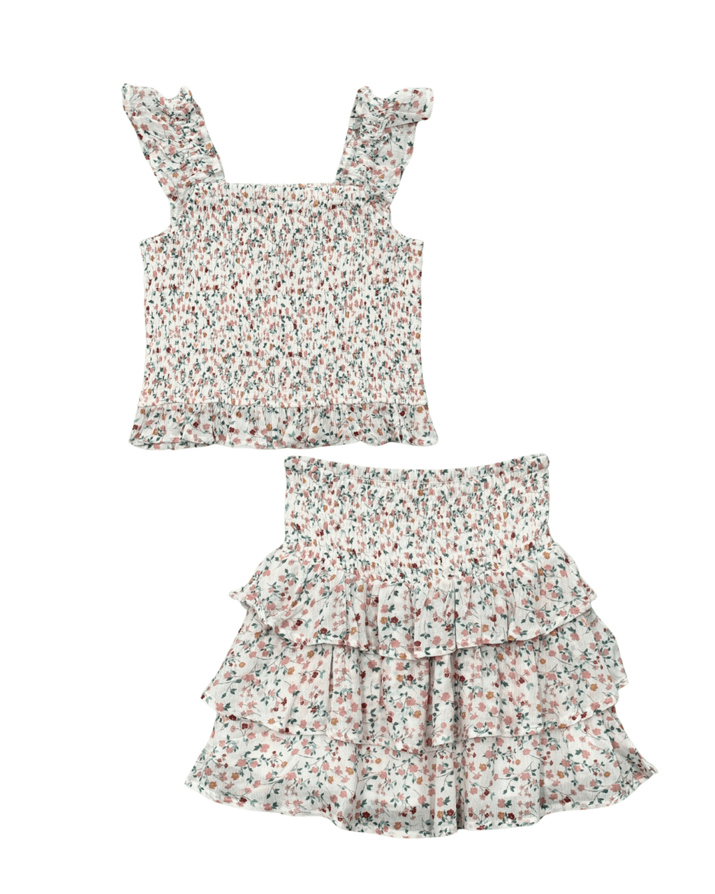 Babysprouts Smock Ruffle Tank and Tiered Mini Skirt Set, Wildflower - Flying Ryno
