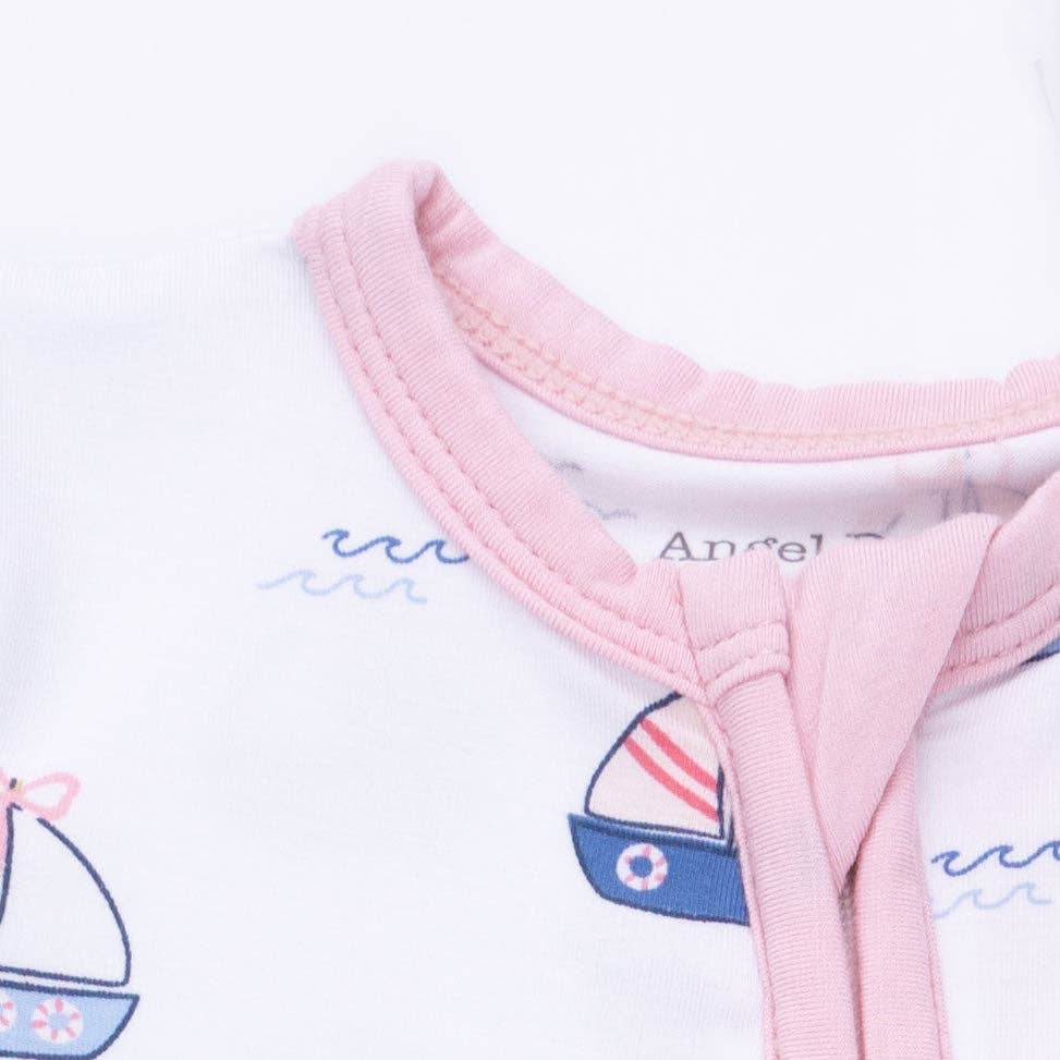Angel Dear Convertible Romper, Bubbly Sailboats, Pink