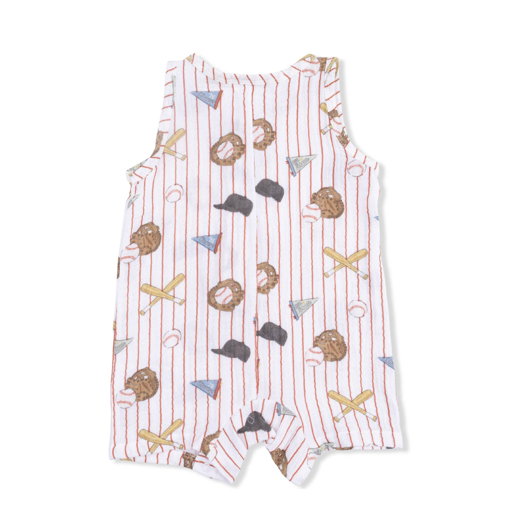 Angel Dear Sleeveless Shortie Romper, Vintage Baseball Stripe