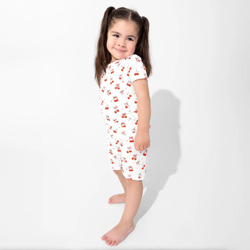 Bellabu Bear Cherry On Top Bamboo Kids Pajama Short Set - Flying Ryno
