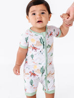 Bird and Bean Baby Bamboo Short Zip Romper - Billy Western Cowboy - Flying Ryno