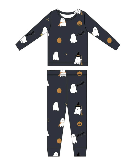 Bird and Bean Kids Bamboo Pajamas - Halloween - Charcoal - Flying Ryno