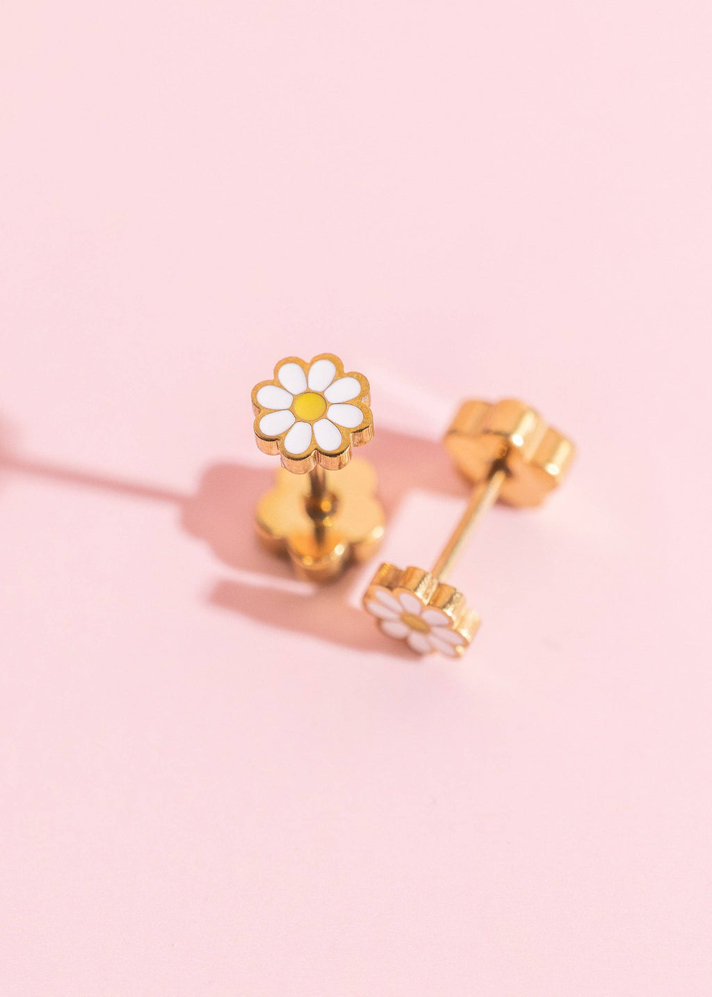 Pierced Co Tiny White Daisy Earrings