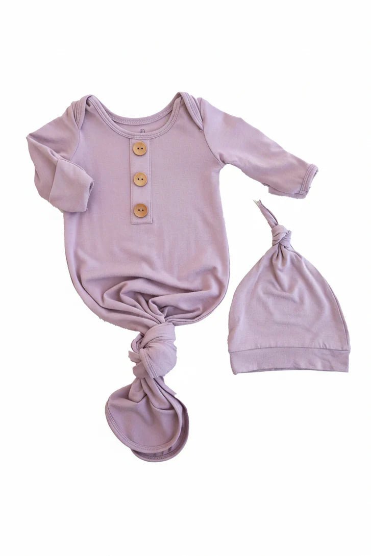 Caden Lane Dusty Purple Bamboo Knotted Gown & Hat - Flying Ryno