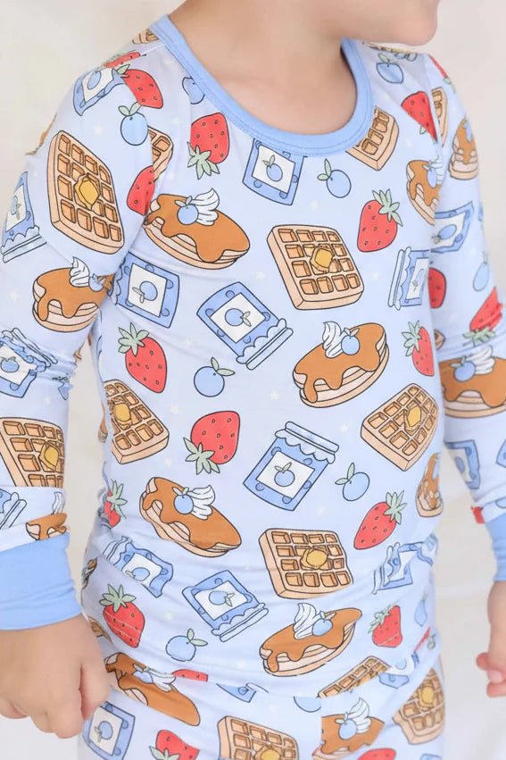 Caden Lane Sweet Stacks Two Piece Pajama Set | Blue - Flying Ryno