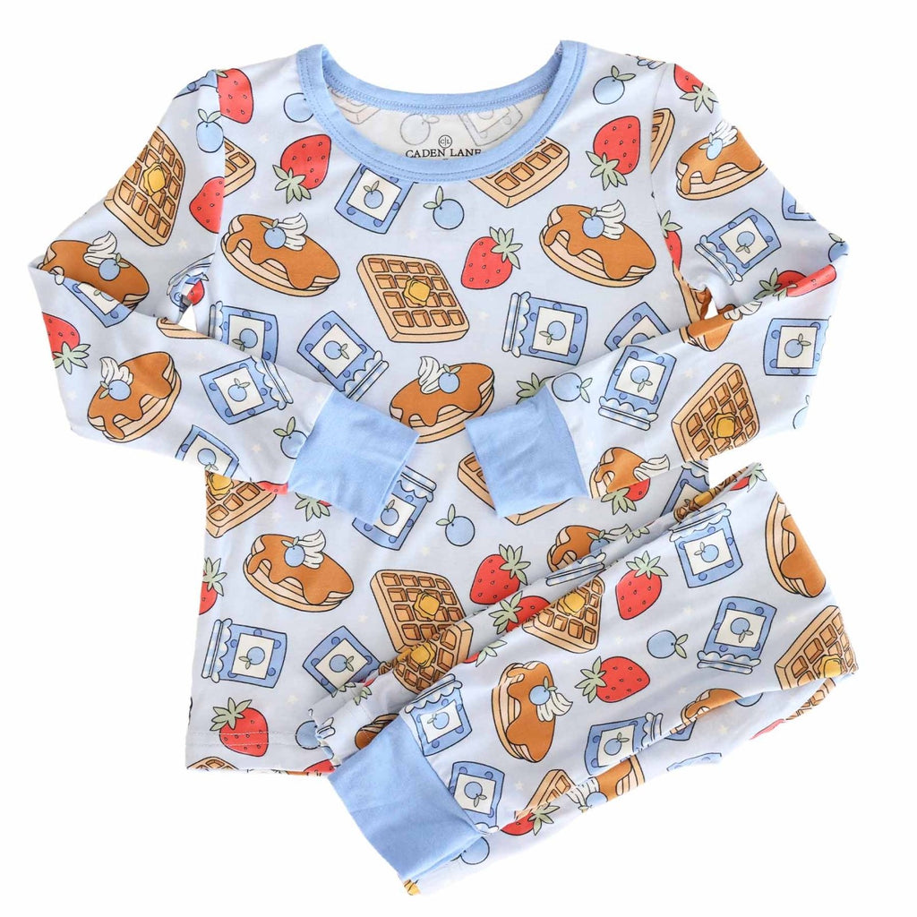 Caden Lane Sweet Stacks Two Piece Pajama Set | Blue - Flying Ryno