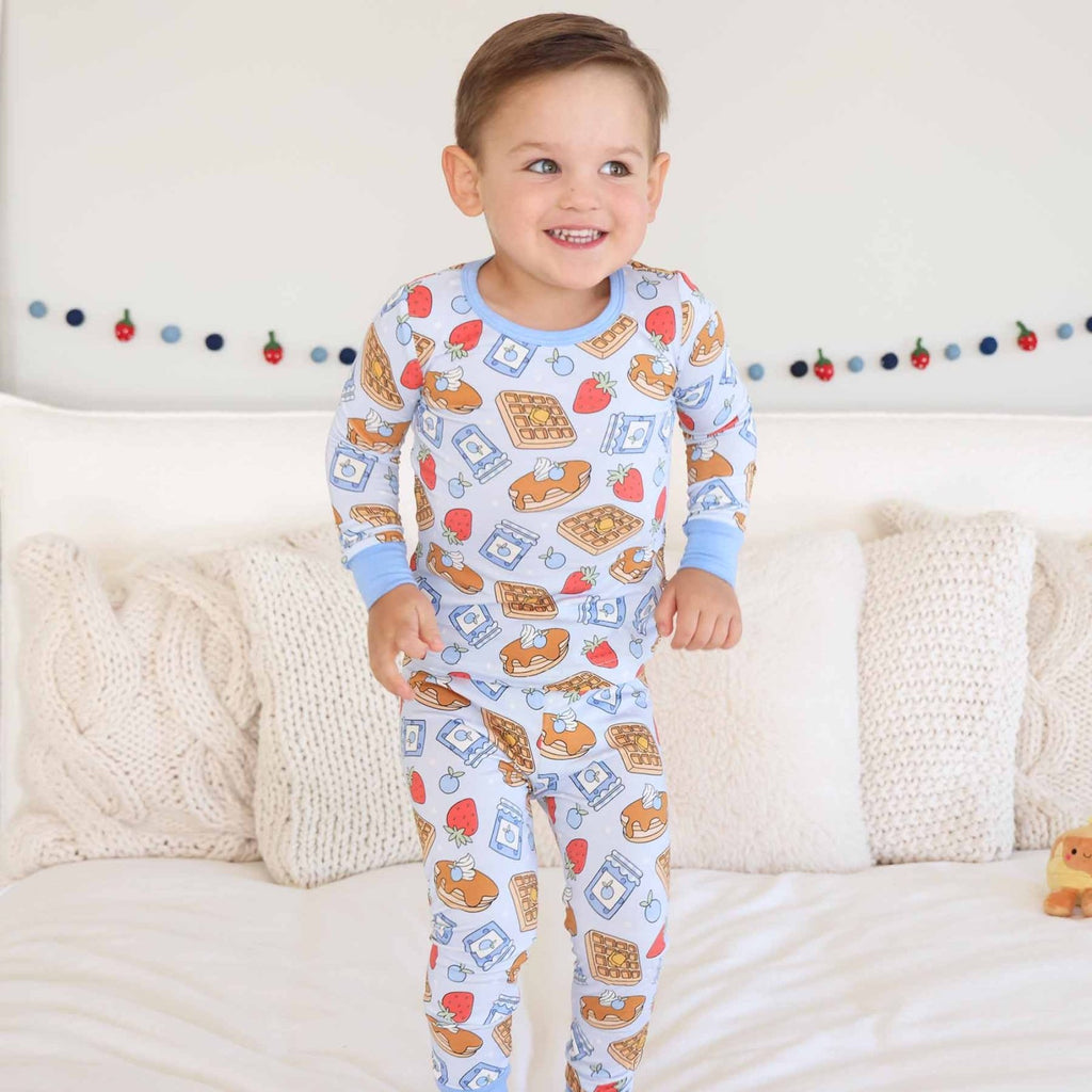 Caden Lane Sweet Stacks Two Piece Pajama Set | Blue - Flying Ryno