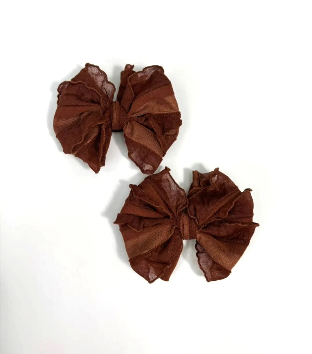 In Awe by Rockin' Royalty Ruffled Hair Clip Piggy Set, Chestnut