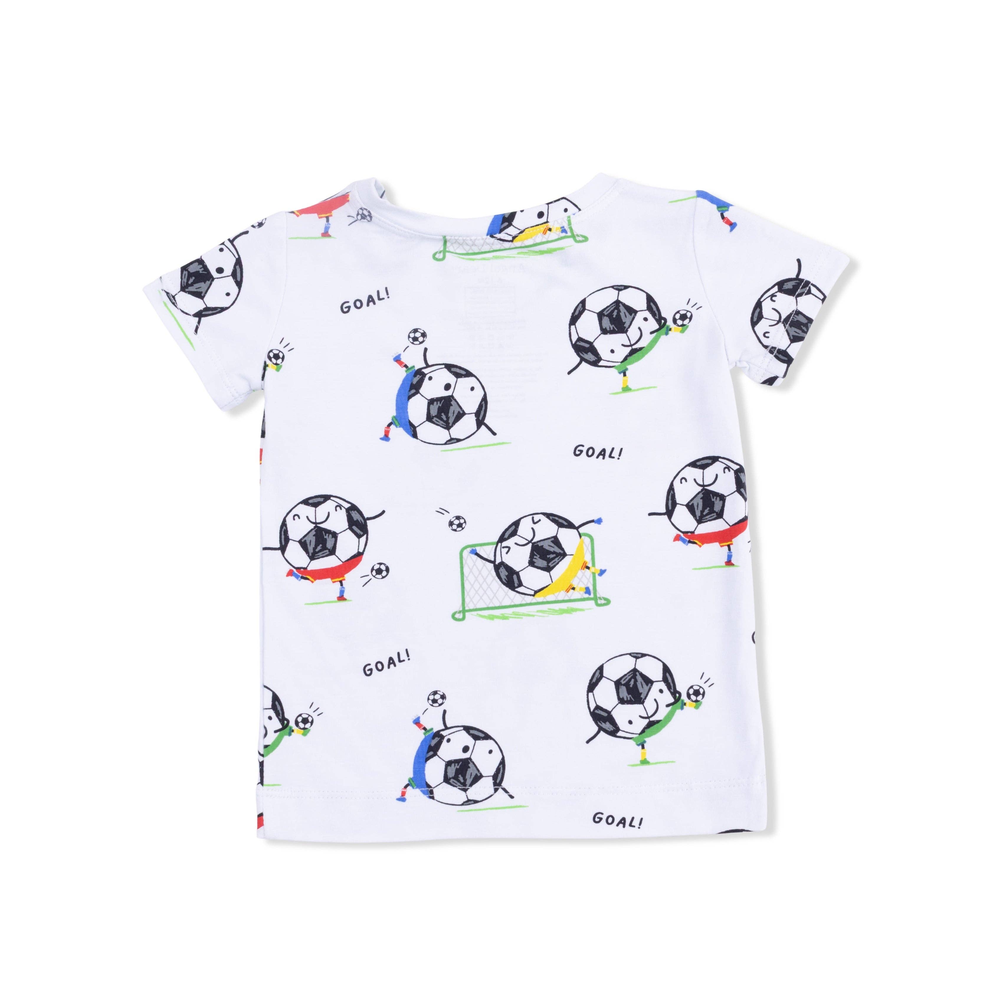 Angel Dear Loungewear Short Set, Soccer Balls Playing Soccer, Blue
