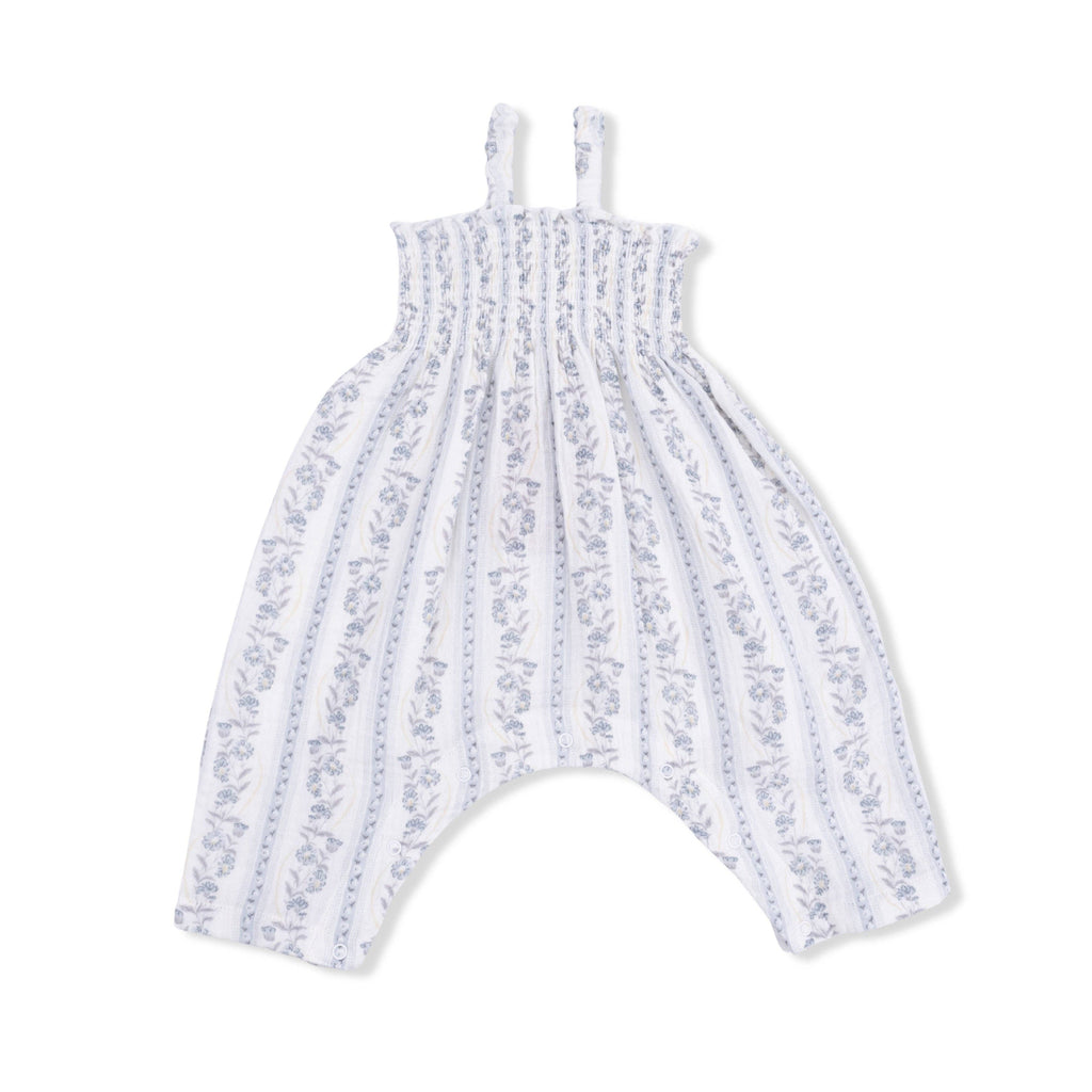 Angel Dear Smocked Romper, Kimberly Floral Stripe