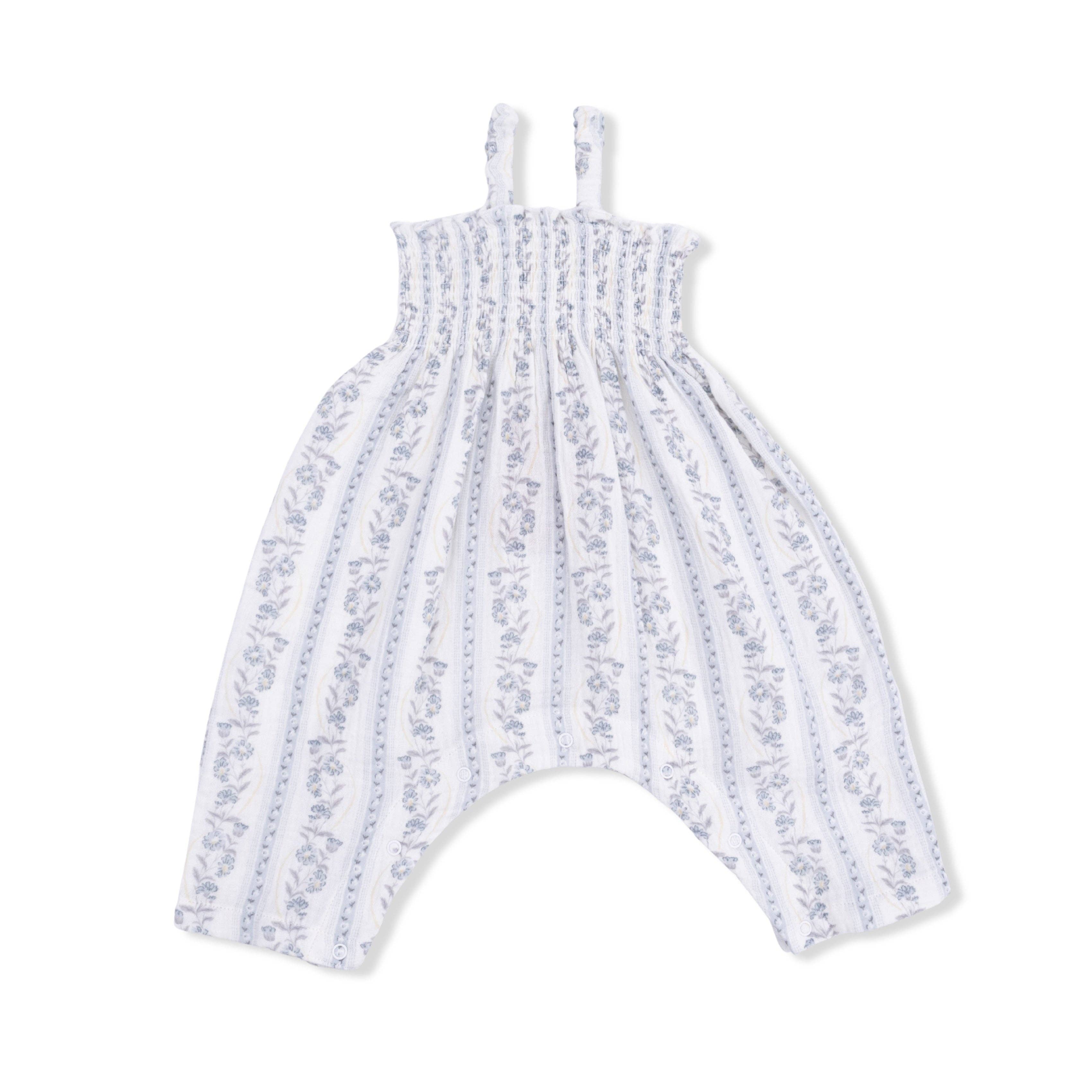 Angel Dear Smocked Romper, Kimberly Floral Stripe
